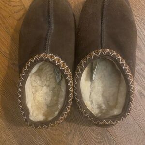 UGG Brown Suede Slippers with Cream Lining
